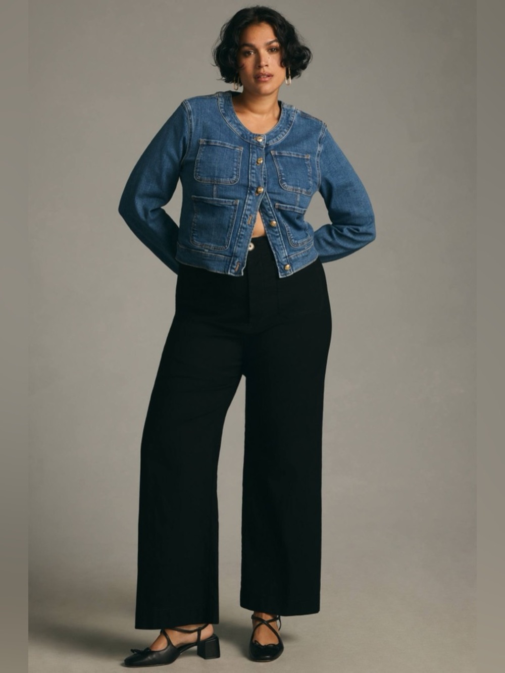 NWOT Anthropologie The Colette Cropped Wide-Leg Pants by Maeve Black Size 30